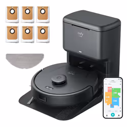 Eufy Clean L60 Hybrid SES + 60-Tage-Staubbeutel, Sans sac, Noir, Rond, 0,29 L, 2,5 L, 0,28 L