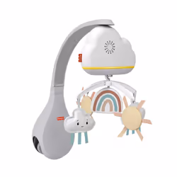 Fisher-Price Rainbow Showers Bassinet to Bedside Mobile, Bercecau, Sonore, Veilleuse, Minuterie intégrée, Plastique, Tissu