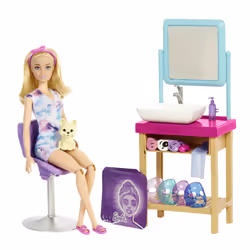 Barbie Coffret Spa Et Masque Paillettes, Poupée mannequin, Femelle, 3 an(s), Fille, 272 mm, Multicolore