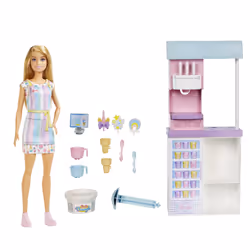 Barbie Coffret Marchande De Glaces, Poupée mannequin, Femelle, 4 an(s), Fille, 294 mm, Multicolore
