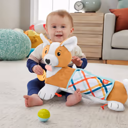 Fisher-Price – Mon Coussin Chiot d’éveil 3 en 1, Tissu, Plastique, Multicolore