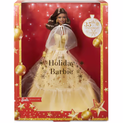 Barbie Signature Poupée Joyeux Noël 2023, Poupée mannequin, Femelle, 6 an(s), Garçon/Fille, 330,2 mm, Marron, Or