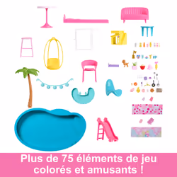Barbie La Maison de Rêve 3 Niveaux Multicolore avec 75 Accessoires - Vue supplémentaire 5
