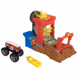 Hot Wheels Monster Trucks Arena Smashers 5-Alarm Crash Challenge Playset, Camion de monstres et jeu de piste, 4 an(s), Plasti ...