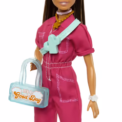 Barbie – Poupée Day & Play avec Combinaison de Travail Tendance Rose