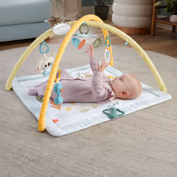 Fisher-Price Mon Tapis d’Éveil Sensimals, Tapis de gymnastique pour bébé, Barre d'activités, Tissu, Plastique, Multicolore
