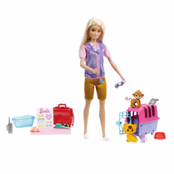 Barbie – Coffret Sauvetage d’Animaux, Poupée mannequin, Femelle, 3 an(s), Fille, Multicolore