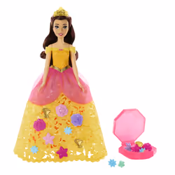 Disney Princess Princesses Disney – Poupée Belle Robe à Fleurs, Poupée mannequin, Femelle, 3 an(s), Fille, Multicolore