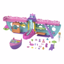 Polly Pocket Unicorn Dream Cruise Playset, 4 an(s), Multicolore, Plastique