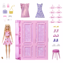 Barbie – Coffret Dressing de Rêve, Poupée mannequin, Femelle, 3 an(s), Fille, Multicolore