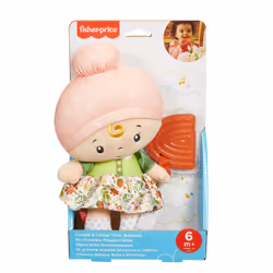 Fisher-Price – Ma Première Poupée Câline avec anneau de dentition arc-en-ciel