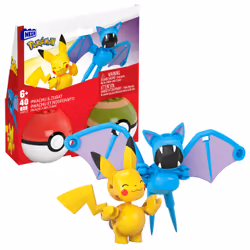 MEGA Pokémon Pikachu & Zubat, Jeu de construction, 6 an(s), Plastique, 40 pièce(s)