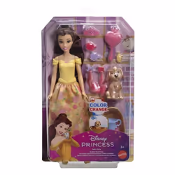 Disney Princess Belle Bathe & Brush Dog, Poupée mannequin, Femelle, 3 an(s), Multicolore