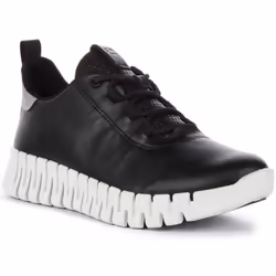 Baskets de marche ECCO Gruuv en cuir nappa pour femmes - Noir Blanc - Semelle intermédiaire en PU amortissante