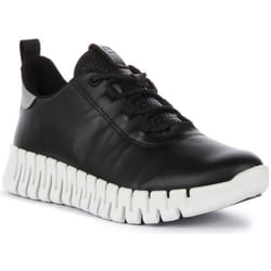 Baskets de marche ECCO Gruuv en cuir nappa pour femmes - Noir Blanc - Semelle intermédiaire en PU amortissante