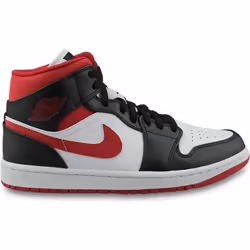 Basket Air Jordan 1 Mid Blanc 554724-122 - NIKE - Cuir - Lacets - Adulte - Mixte - Plat