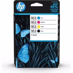 HP 953 Pack de 4 cartouches d'encre Noir/Cyan/Magenta/Jaune authentiques, Rendement standard, Encre à pigments, Encre à pigme ...
