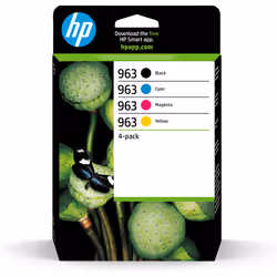 HP 963 Pack de 4 cartouches d'encre Noir/Cyan/Magenta/Jaune authentiques, Encre à pigments, Encre à pigments, 47,86 ml, 1000  ...