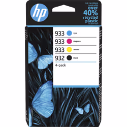 HP 932 Pack de 4 cartouches d'encre noire/ 933 Pack de 4 cartouches d'encre cyan/magenta/jaune authentiques, Rendement standa ...