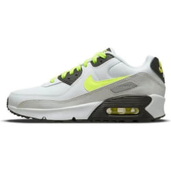 Basket Nike AIR MAX 90 LTR Junior - Blanc Noir Gris Vert fluo - Cuir - Lacets - Enfant - Garçon