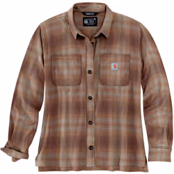 Carhartt Midweight Flannel Chemise pour dames, blanc-brun, taille S pour Femmes