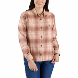 Carhartt Midweight Flannel Chemise pour dames, blanc-brun, taille S pour Femmes