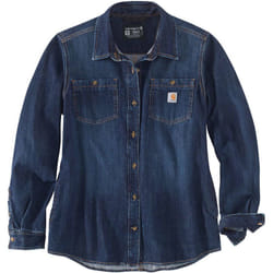 Carhartt Midweight Denim Chemise pour dames, bleu, taille XL pour Femmes