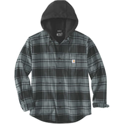 Carhartt Flannel Fleece Lined Hooded Chemise, gris, taille M pour Hommes