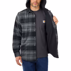 Carhartt Flannel Fleece Lined Hooded Chemise, gris, taille L pour Hommes