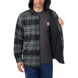 Carhartt Flannel Fleece Lined Hooded Chemise, gris, taille L pour Hommes