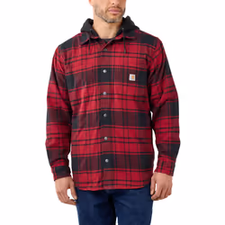 Carhartt Flannel Fleece Lined Hooded Chemise, rouge, taille S pour Hommes