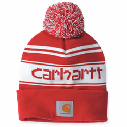 Carhartt Knit Cuffed Logo Beanie, blanc-rouge pour Hommes