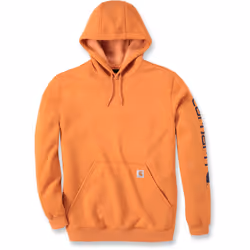Carhartt Midweight Sleeve Logo Capuche, noir-orange, taille XL pour Hommes