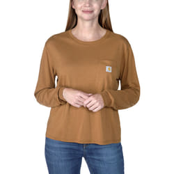 Carhartt Relaxed Fit Lightweight Pocket Chemise à manches longues pour dames, brun, taille XL pour Femmes