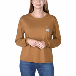 Carhartt Relaxed Fit Lightweight Pocket Chemise à manches longues pour dames, brun, taille L pour Femmes