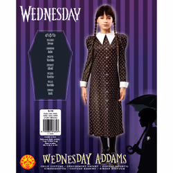 Rubie's Déguisement Classique Mercredi 9-10A, Robe de déguisement, Enfant, Femelle, Noir, Noir, Mercredi