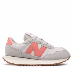 Basket New Balance 237 Cadet - GS237PK - Fille - Cuir - Lacets - Blanc