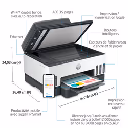 HP Smart Tank Imprimante Tout-en-un 7305, Couleur, Imprimante pour Maison et Bureau à domicile, Impression, numérisation, copie, chargeur automatique de documents, sans fil, Chargeur automatique de documents de 35 pages; Numérisation vers PDF; Impression recto-verso - Vue supplémentaire 10