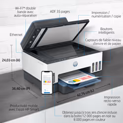 HP Smart Tank Imprimante Tout-en-un 7306, Couleur, Imprimante pour Maison et Bureau à domicile, Impression, numérisation, copie, chargeur automatique de documents, sans fil, Chargeur automatique de documents de 35 pages; Numérisation vers PDF; Impression recto-verso - Vue supplémentaire 10