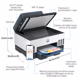 HP Smart Tank Imprimante Tout-en-un 7306, Couleur, Imprimante pour Maison et Bureau à domicile, Impression, numérisation, copie, chargeur automatique de documents, sans fil, Chargeur automatique de documents de 35 pages; Numérisation vers PDF; Impression recto-verso - Vue supplémentaire 12