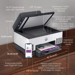 HP Smart Tank Imprimante tout-en-un 7605, Couleur, Imprimante pour Home and home office, Impression, copie, numérisation, télécopie, chargeur automatique de documents et sans fil, Chargeur automatique de documents de 35 pages; Numérisation vers PDF; Impression recto-verso - Vue supplémentaire 10