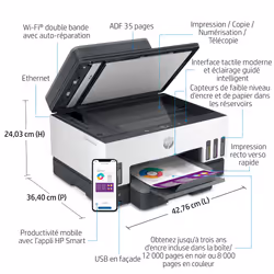 HP Smart Tank Imprimante tout-en-un 7605, Couleur, Imprimante pour Home and home office, Impression, copie, numérisation, télécopie, chargeur automatique de documents et sans fil, Chargeur automatique de documents de 35 pages; Numérisation vers PDF; Impression recto-verso - Vue supplémentaire 20