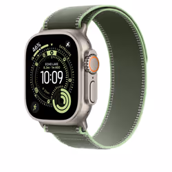Apple 49mm Green/Neon Trail Loop - M/L - Natural Titanium Finish Bande Vert Titane, Polyester, Spandex, Nylon - Vue supplémentaire 2