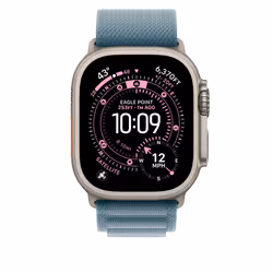 Apple 49mm Light Blue Alpine Loop - Medium - Natural Titanium Finish Bande Bleu Titane, Polyester, Spandex - Vue supplémentaire 3