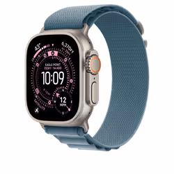 Apple 49mm Light Blue Alpine Loop - Large - Natural Titanium Finish Bande Bleu Titane, Polyester, Spandex - Vue supplémentaire 2