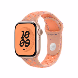 Apple 42mm Alpenglow Pink Nike Sport Band - M/L Bande Rose Aluminium, Fluoroélastomère - Vue supplémentaire 2