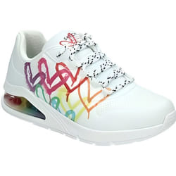 Sneakers femme - SKECHERS Uno 2 - Floating Love - Lacets - Blanc/multicolore - Textile