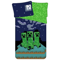 Parure housse de couette - MINECRAFT - Réversible 140x200 cm - Coton - Vert/Bleu - Enfant