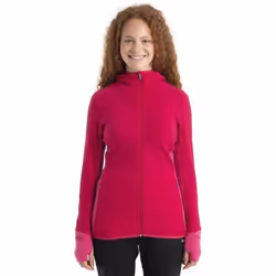 Veste en Laine Mérinos - Icebreaker - Descender - Manches Longues - Respirante - Rose Electron Pink
