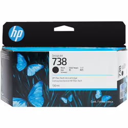 HP 738 130-ml Black DesignJet Ink Cartridge, Rendement standard, Noir, 130 ml, 1 pièce(s), Paquet unique